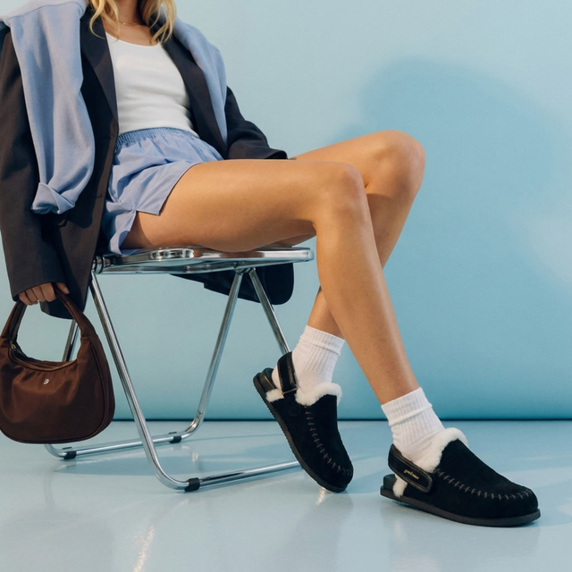 Finn Warm Lined Mules Black Suede