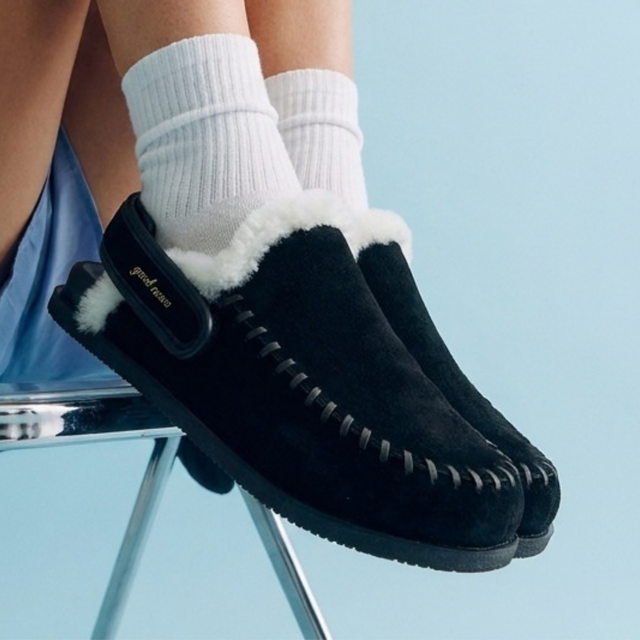Finn Warm Lined Mules Black Suede