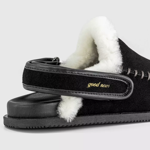 Finn Warm Lined Mules Black Suede