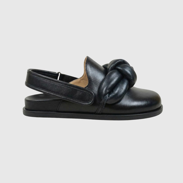 Franca Pretzel Mule Black Leather