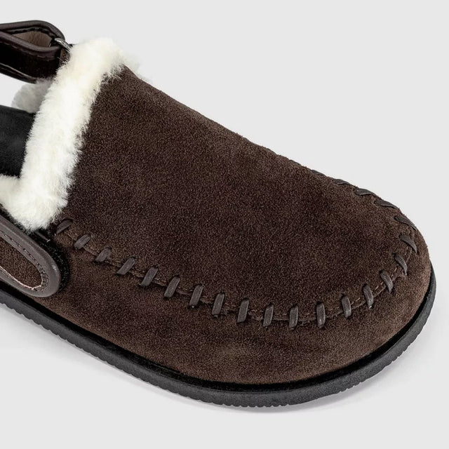 Finn Warm Lined Mules Brown Suede