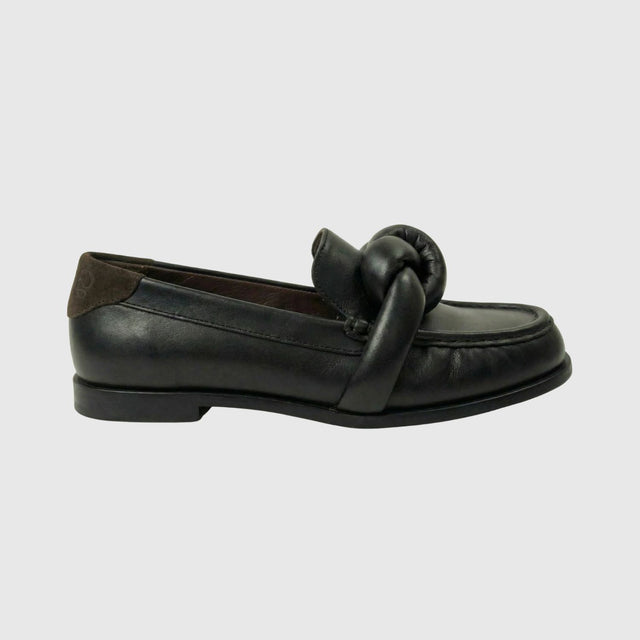Jacqui Pretzel Mule Black Leather